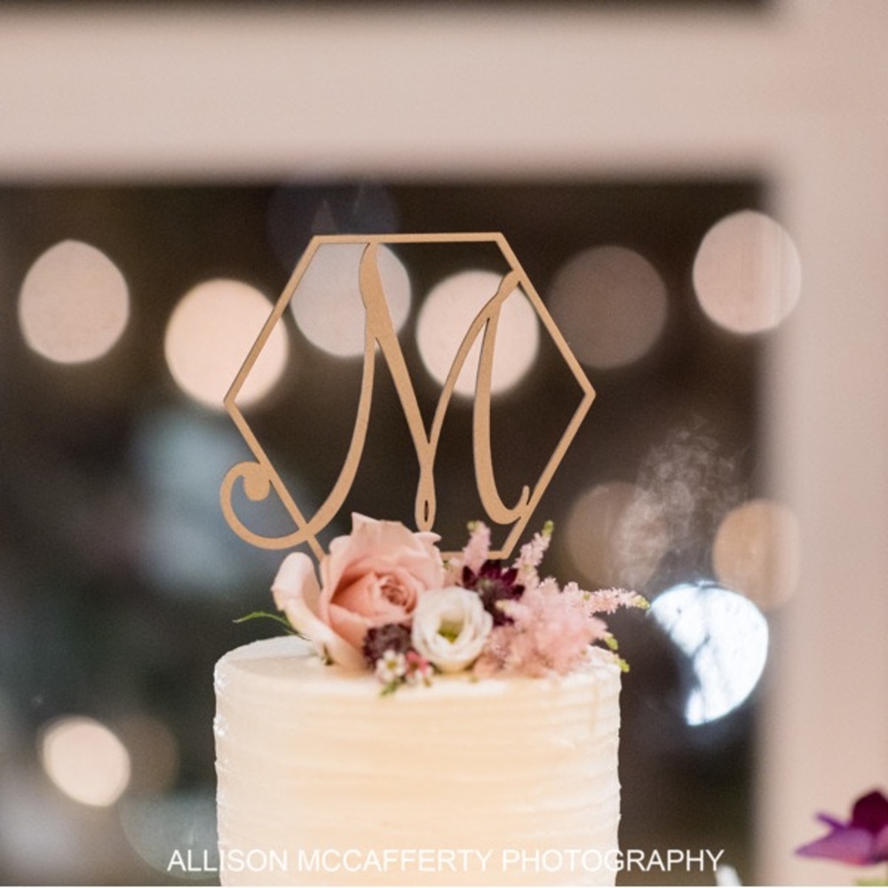 “M” Gold Wedding Cake Topper